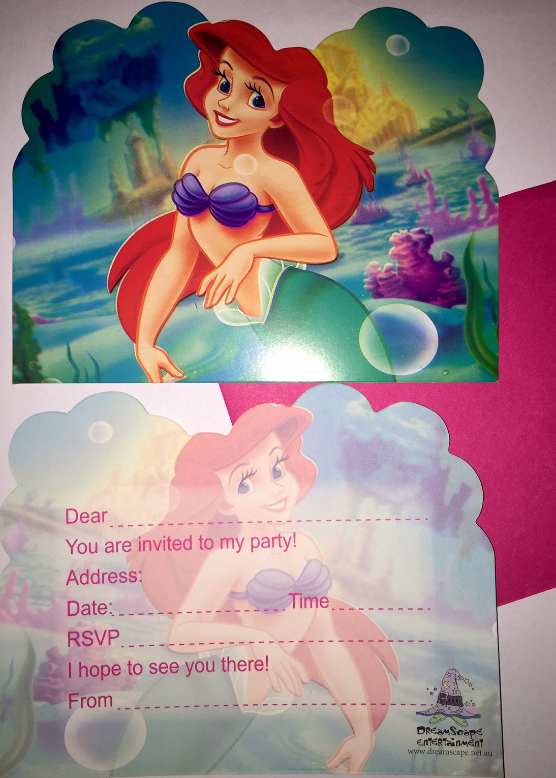 dreamscape mermaid ariel kids party invitations